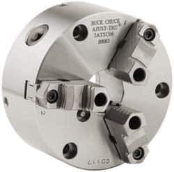 Buck Chuck Company - 3 Jaws, 12" Diam, Self Centering Manual Lathe Chuck - Front Mount, Adjustable, Reversible, 2,300 Max RPM, 4.14" Through Hole Diam, Forged Steel - Exact Tool & Supply