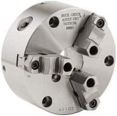 Buck Chuck Company - 3 Jaws, 8" Diam, Self Centering Manual Lathe Chuck - Front Mount, Adjustable, Reversible, 4,000 Max RPM, 2.37" Through Hole Diam, Forged Steel - Exact Tool & Supply