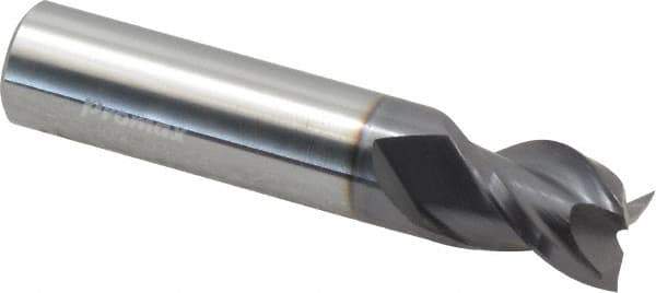 ProMax - 1/2", 5/8" LOC, 1/2" Shank Diam, 2-1/2" OAL, 3 Flute, Solid Carbide Square End Mill - Single End, AlTiN Finish, Spiral Flute, 40° Helix, Centercutting, Right Hand Cut, Right Hand Flute, Series 109 - Exact Tool & Supply