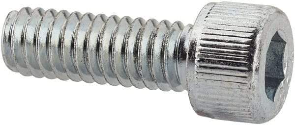 Value Collection - #8-32 UNC Hex Socket Drive, Socket Cap Screw - Alloy Steel, Zinc-Plated Finish, Fully Threaded, 1/2" Length Under Head - Exact Tool & Supply