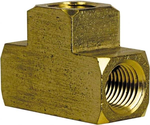 Cerro - 1/4 Female Thread, Brass Industrial Pipe Female Tee - FNPT, 1,200 psi - Exact Tool & Supply