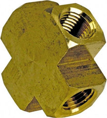 Cerro - 1/8 Female Thread, Brass Industrial Pipe Female Cross - FNPT, 1,200 psi - Exact Tool & Supply