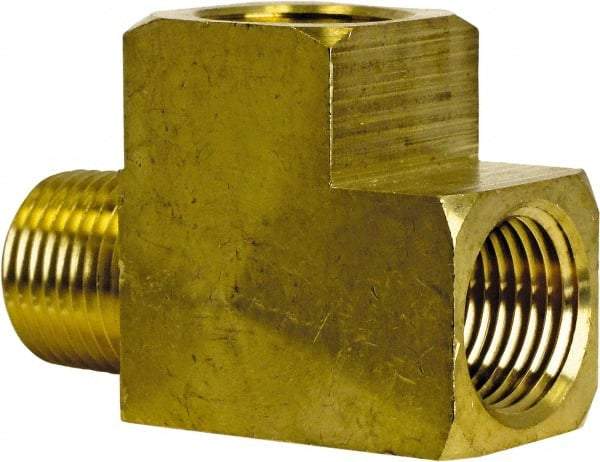 Cerro - 1/4 Male Thread x 1/4 Female Thread, Brass Industrial Pipe Street Tee - MNPT x FNPT, 1,200 psi - Exact Tool & Supply