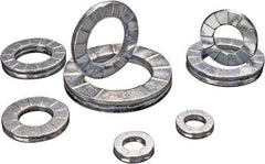 DISC-LOCK - #8, 0.34" OD, Zinc Trivalent Chromate, Steel Wedge Lock Washer - Grade 1010 Carbon Steel, 0.17 to 0.18" ID - Exact Tool & Supply