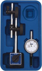 Fowler - 0.001" Graduation, 1" Max Meas, 0-100 Dial Reading, Dial Indicator & Base Kit - 2.3" Base Length x 2" Base Width x 1.8" Base Height, 2-1/4" Dial Diam - Exact Tool & Supply
