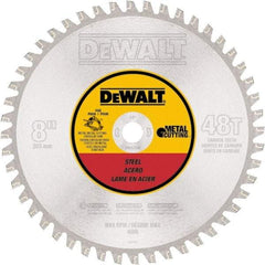 DeWALT - 8" Diam, 5/8" Arbor Hole Diam, 48 Tooth Wet & Dry Cut Saw Blade - High Speed Steel, Crosscut Action, Standard Round Arbor - Exact Tool & Supply