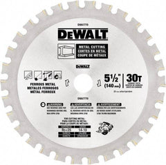 DeWALT - 5-1/2" Diam, 25/32" Arbor Hole Diam, 30 Tooth Wet & Dry Cut Saw Blade - High Speed Steel, Crosscut Action, Standard Round Arbor - Exact Tool & Supply