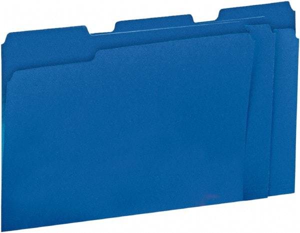 UNIVERSAL - 8-1/2 x 11", Letter Size, Blue, File Folders with Top Tab - 11 Point Stock, 1/3 Tab Cut Location - Exact Tool & Supply