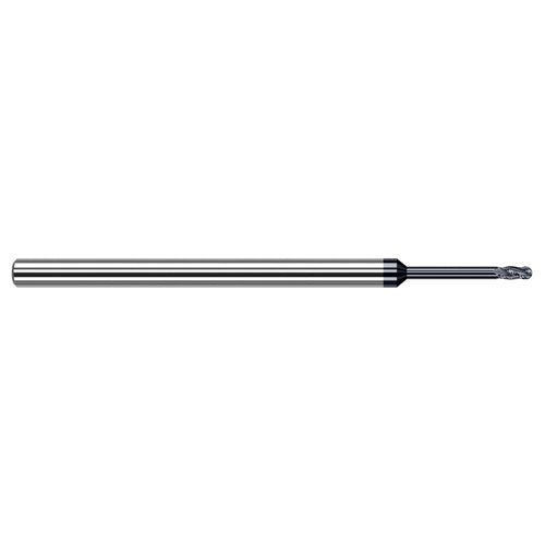 ‎1/8″ Dia. × 1/8″ Shank × 3/16″ DOC × 1-1/2″ OAL, Carbide AlTiN, Stub , 4 Flute, Ballnose End Mill - Exact Tool & Supply