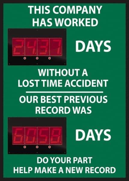 NMC - Scoreboards Scoreboard Type: Digital Scoreboard Legend: This Company Has Worked ____ Days Without A Lost Time Accident Our Best Previous Record Was _____ Days - Exact Tool & Supply