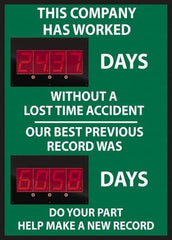 NMC - Scoreboards Scoreboard Type: Digital Scoreboard Legend: This Company Has Worked ____ Days Without A Lost Time Accident Our Best Previous Record Was _____ Days - Exact Tool & Supply