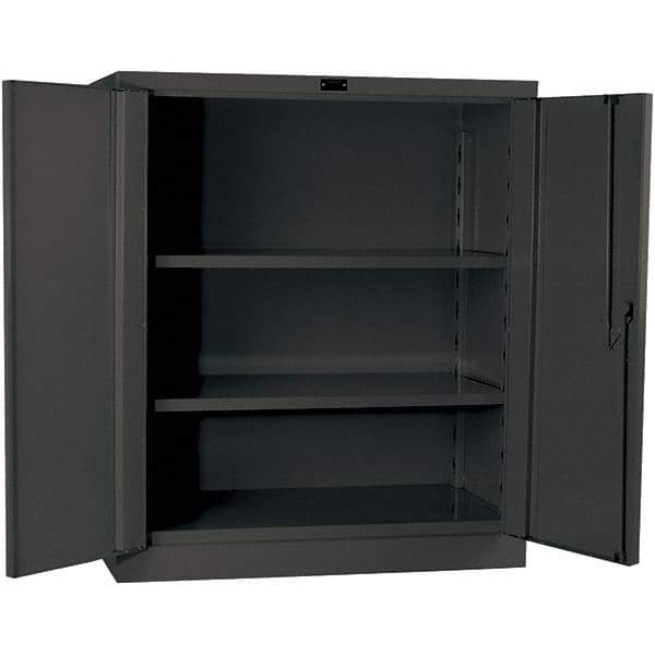 Hallowell - 2 Shelf Locking Storage Cabinet - Steel, 36" Wide x 21" Deep x 42" High, Gray - Exact Tool & Supply
