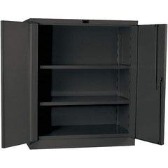 Hallowell - 2 Shelf Locking Storage Cabinet - Steel, 36" Wide x 21" Deep x 42" High, Gray - Exact Tool & Supply