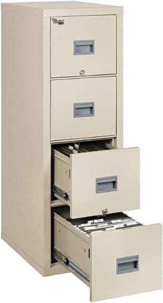FireKing - 17-3/4" Wide x 52-3/4" High x 25" Deep, 4 Drawer Vertical File - Steel, Parchment - Exact Tool & Supply
