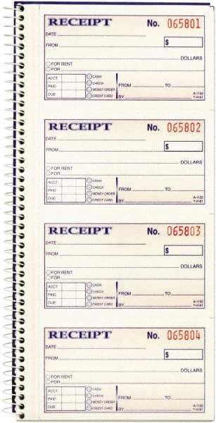 Adams Business Forms - 200 Sheet, 2-3/4 x 4-3/4", Receipt Book - Exact Tool & Supply