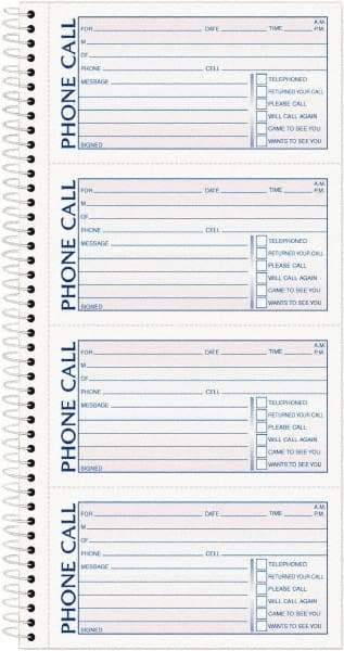 TOPS - 400 Sheet, 2-3/4 x 5", Call Book - Blue & Red - Exact Tool & Supply