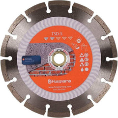 Husqvarna - 4" Diam, 5/8 & 7/8" Arbor Hole Diam, Continuous Edge Tooth Wet & Dry Cut Saw Blade - Diamond-Tipped, Fast Cutting Action, Standard Round Arbor - Exact Tool & Supply
