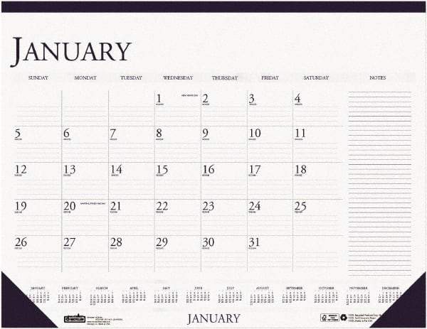 House of Doolittle - 12 Sheet, 22 x 17", Desk Pad - White & Blue - Exact Tool & Supply