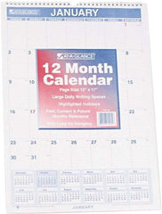 AT-A-GLANCE - 12 Sheet, 12 x 17", Planner Wall Calendar - Blue & Red - Exact Tool & Supply