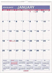 AT-A-GLANCE - 12 Sheet, 8" x 11", Wall Calendar - Blue & Red - Exact Tool & Supply