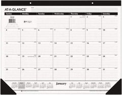 AT-A-GLANCE - 12 Sheet, 22 x 17", Desk Pad - White & Black - Exact Tool & Supply