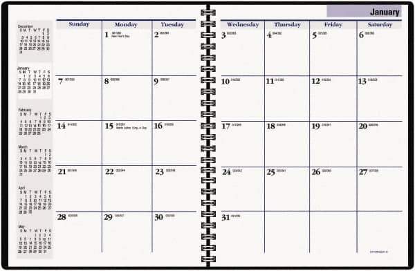 DayMinder - 24 Sheet, 6-7/8 x 8-3/4", Appointment Book - Black - Exact Tool & Supply