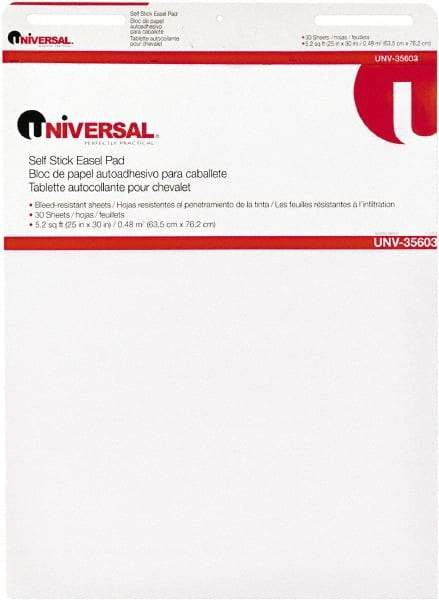 UNIVERSAL - 25 x 30 Inch Self Stick Easel Pad, White, 30 Sheets per Pad - For Use with Easel Stands - Exact Tool & Supply