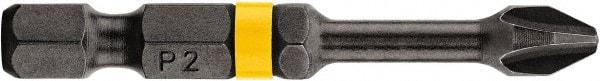 DeWALT - #2 Phillips Screwdriver Bit - 1/4" Hex Drive, 2" OAL - Exact Tool & Supply