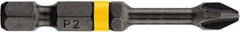 DeWALT - #2 Phillips Screwdriver Bit - 1/4" Hex Drive, 2" OAL - Exact Tool & Supply