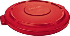 Rubbermaid - Round Lid for Use with 32 Gal Round Trash Cans - Red, Low-Density Polyethylene, For Brute Trash Cans - Exact Tool & Supply