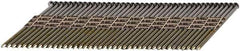 DeWALT - 30 Gauge 0.12" Shank Diam 3" Long Framing Nails for Power Nailers - Steel, Galvanized Finish, Ring Shank, Angled Stick Paper Tape Collation, Round Head, Diamond Point - Exact Tool & Supply