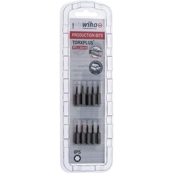 Wiha - 1/4" Drive IP5 Torx Plus Screwdriver Bit - 1" OAL, Insert Bit - Exact Tool & Supply