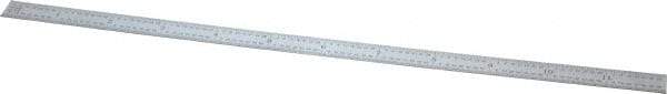 General - 12" Long, 1/100, 1/64, 1/32, 1/10" Graduation, Flexible Steel Rule - 5R Graduation Style, 15/32" Wide, Silver, Satin Chrome Finish - Exact Tool & Supply