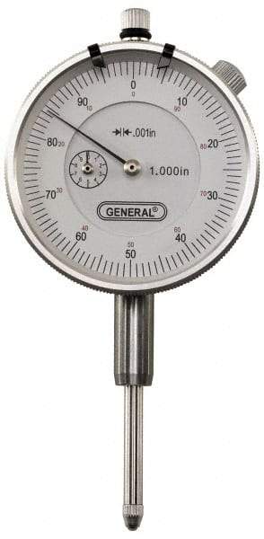 General - 0-100 Dial Reading, 0.001" Graduation Dial Drop Indicator - 2-1/4" Dial, 0.1" Range per Revolution, Revolution Counter - Exact Tool & Supply