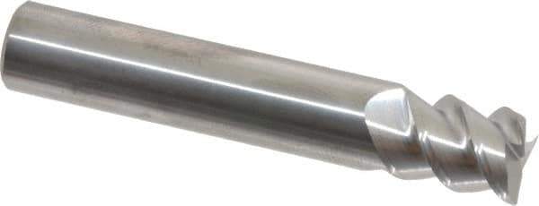 Accupro - 7/16", 9/16" LOC, 7/16" Shank Diam, 2-1/2" OAL, 3 Flute, Solid Carbide Square End Mill - Single End, Uncoated, Spiral Flute, 60° Helix, Centercutting, Right Hand Cut, Right Hand Flute - Exact Tool & Supply