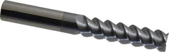 Accupro - 1/2", 2" LOC, 1/2" Shank Diam, 4" OAL, 3 Flute, Solid Carbide Square End Mill - Single End, TiCN Finish, Spiral Flute, 60° Helix, Centercutting, Right Hand Cut, Right Hand Flute - Exact Tool & Supply