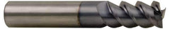 Accupro - 1/4", 3/4" LOC, 1/4" Shank Diam, 2-1/2" OAL, 3 Flute, Solid Carbide Square End Mill - Single End, TiCN Finish, Spiral Flute, 60° Helix, Centercutting, Right Hand Cut, Right Hand Flute - Exact Tool & Supply
