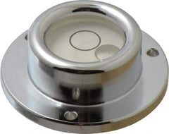 Geier & Bluhm, Inc. - 1-3/4 Inch Base Diameter x 0.63 Inch Overall Height, 1 Circle, Brass Bull's Eye Circular Level - 0.315 Inch Vial Diameter, 13/16 Inch Inner Diameter, 0.12 Inch Mounting Hole Diameter, 0.1 Inch Sensitivity, -40 to 160°F - Exact Tool & Supply