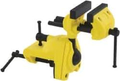Stanley - 2-7/8" Jaw Width, 3" Opening Capacity, 1-1/2" Throat Depth, Cast Aluminum Swivel Bench Vise - Clamp-On Base Attachment, 7" Long x 3-1/4" Wide x 9-1/2" High - Exact Tool & Supply