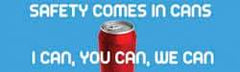 NMC - Safety Comes in Cans - I Can, You Can, We Can, 60 Inch Long x 36 Inch High, Safety Banner - Polyethylene, English, Printed on 1 Side - Exact Tool & Supply