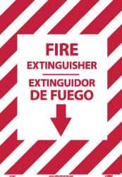 NMC - Fire Extinguisher, Plastic Fire Sign - 14" Wide x 10" High, English/Spanish, Glow-in-the-Dark - Exact Tool & Supply