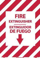 NMC - Fire Extinguisher, Pressure Sensitive Vinyl Fire Sign - 14" Wide x 10" High, English/Spanish, Glow-in-the-Dark - Exact Tool & Supply