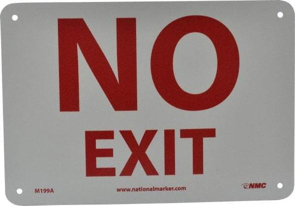 NMC - No Exit, Aluminum Exit Sign - 10" Wide x 7" High - Exact Tool & Supply