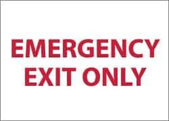 NMC - Emergency Exit Only, Aluminum Exit Sign - 10" Wide x 7" High - Exact Tool & Supply
