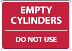 NMC - "Empty Cylinders - Do Not Use", 10" Long x 14" Wide, Aluminum Safety Sign - Rectangle, 0.04" Thick, Use for Accident Prevention - Exact Tool & Supply