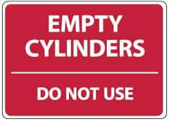 NMC - "Empty Cylinders - Do Not Use", 10" Long x 14" Wide, Aluminum Safety Sign - Rectangle, 0.04" Thick, Use for Accident Prevention - Exact Tool & Supply
