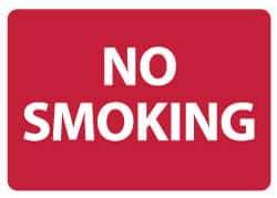 NMC - "No Smoking", 10" Long x 14" Wide, Pressure-Sensitive Vinyl Safety Sign - Rectangle, 0.004" Thick, Use for Smoking Regulations - Exact Tool & Supply