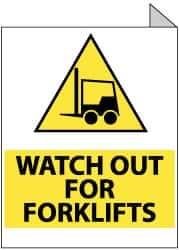 NMC - "Watch out for Forklifts", 10" Long x 8" Wide, Rigid Plastic Safety Sign - Rectangle, 0.05" Thick, Use for Accident Prevention - Exact Tool & Supply