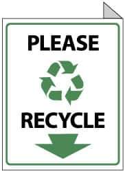 NMC - "Please Recycle", 10" Long x 8" Wide, Rigid Plastic Safety Sign - Rectangle, 0.05" Thick, Use for Restroom, Janitorial & Housekeeping - Exact Tool & Supply