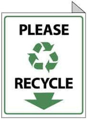 NMC - "Please Recycle", 10" Long x 8" Wide, Rigid Plastic Safety Sign - Rectangle, 0.05" Thick, Use for Restroom, Janitorial & Housekeeping - Exact Tool & Supply